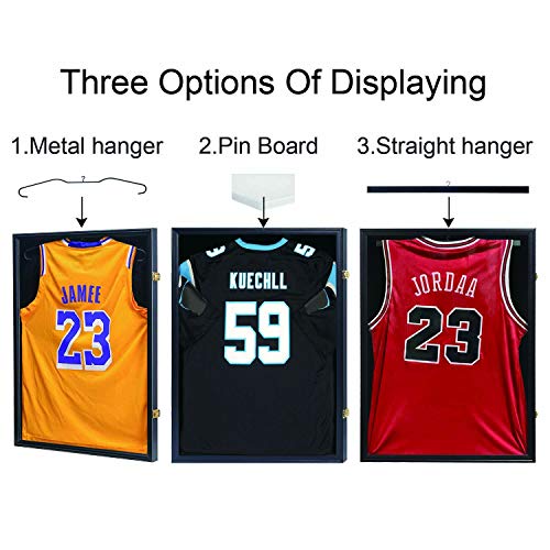 Lockable Large Jersey Display Frame with UV Protection - Black