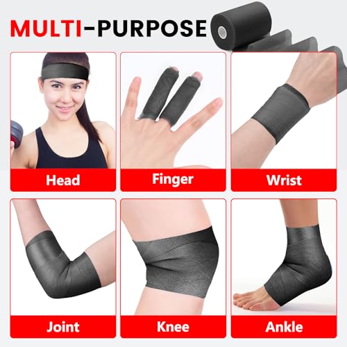 Black Pre Wrap Athletic Tape - 9 Pack, 2.76 Inch x 11 Yards