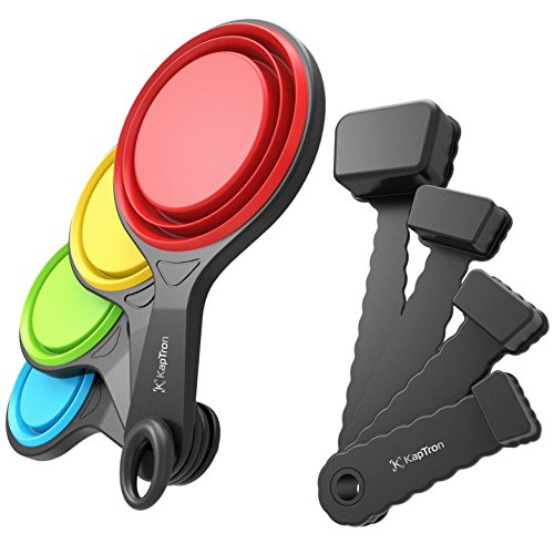 Collapsible Measuring Cups and Spoons Set - 8 Pieces, Multicolor