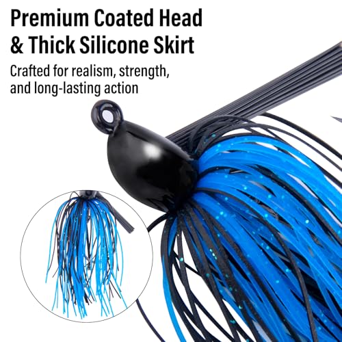 Weedless Bass Fishing Jigs - 2 Pack, Pumpkin Seed, 1/4oz Hook #3/0