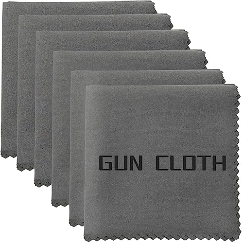 Microfiber Gun Cleaning Cloths - 6 Pack, 12"x12", Gray
