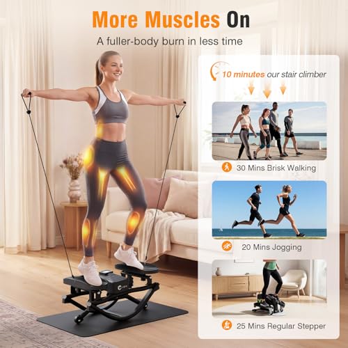 Rock Stepper Exercise Machine - 350 LBS Capacity, Portable & Noise-Reducing - Black