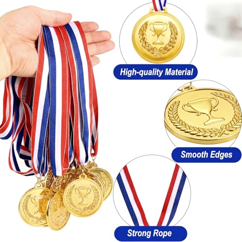 30 Gold Plastic Medals for Sports Awards - 2.36 Inch