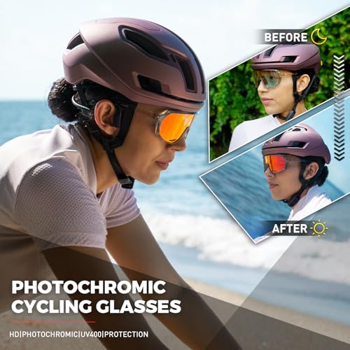 Photochromic Cycling Sunglasses UV400 TR90 - Red Brown