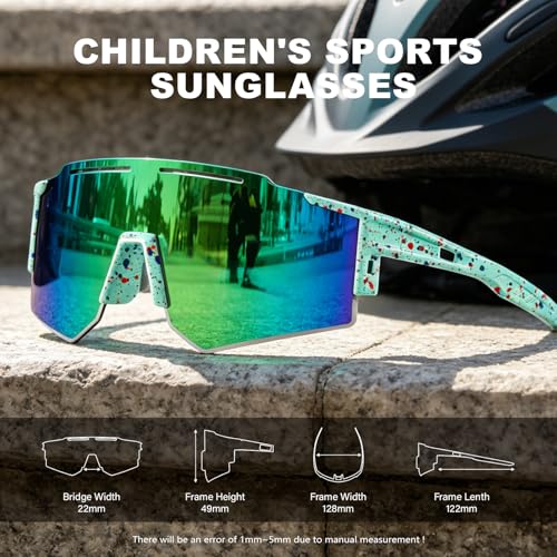 Oversized Kids Sunglasses with UV400 Protection - Green