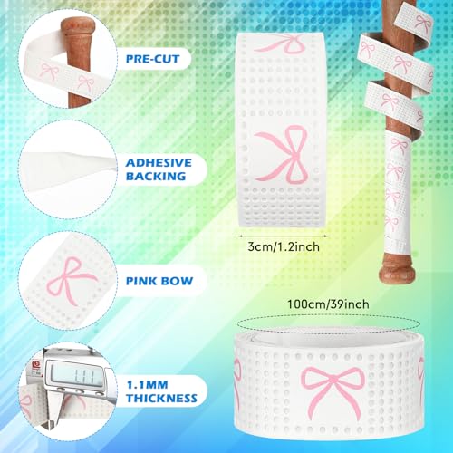 Baseball & Softball Bat Grip Tape - White/Pink Bow - 1.1mm