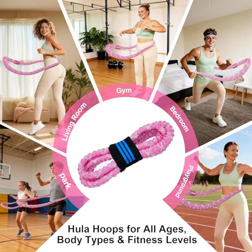 3 lb Soft Spring Hula Hoop - Weighted Fitness Hoop - Pink