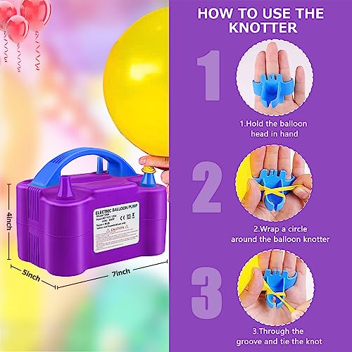 Purple Electric Balloon Pump for Decorations, Party & Events - 600W, Dual Nozzle