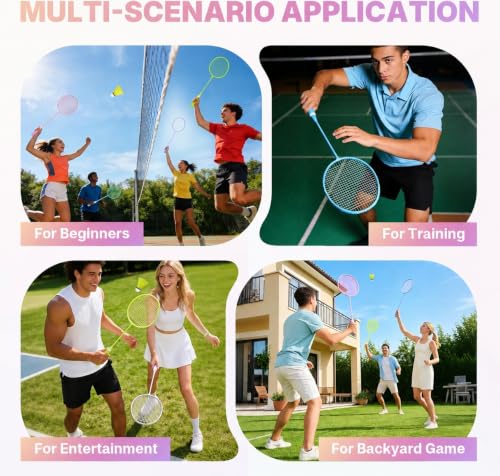 4 Racket Badminton Set with 6 Birdies - Lightweight Outdoor Fun