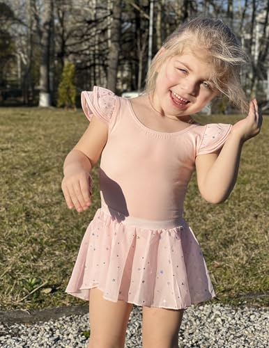 Ballet Leotard with Removable Skirt for Girls - Ballet Pink, 6-7 Years