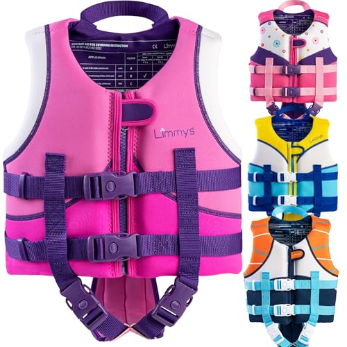 Limmys Kids Neoprene Swim Vest Berry Pink Large - Adjustable Child Water Safety Aid
