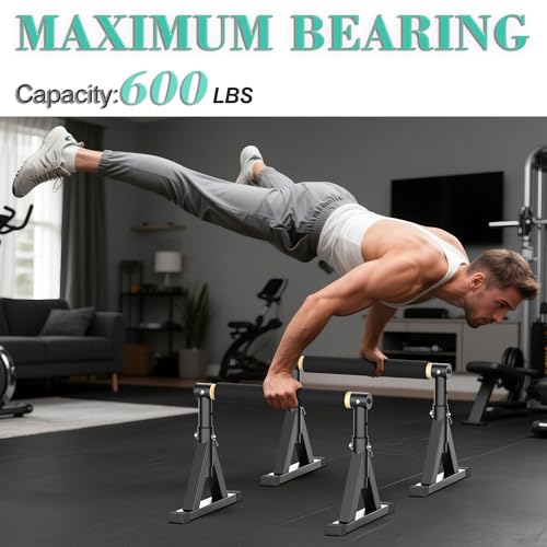 Wooden Parallel Bars 10-14" - Adjustable Height, 600LB Capacity for Home Gym