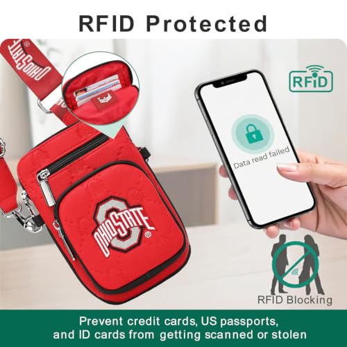 Montana West NCAA Red Team Crossbody Bag with Card Slots & Adjustable Strap – Women’s Leather Purse for Tailgate Gift