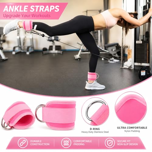 Barbell Pad Set with Resistance Bands & Ankle Straps for Weightlifting