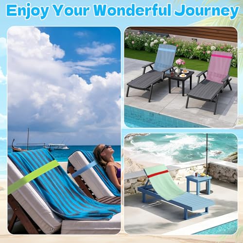 5 Pack Elastic Beach Towel Bands for Beach Chairs, Pool & Cruise Ship