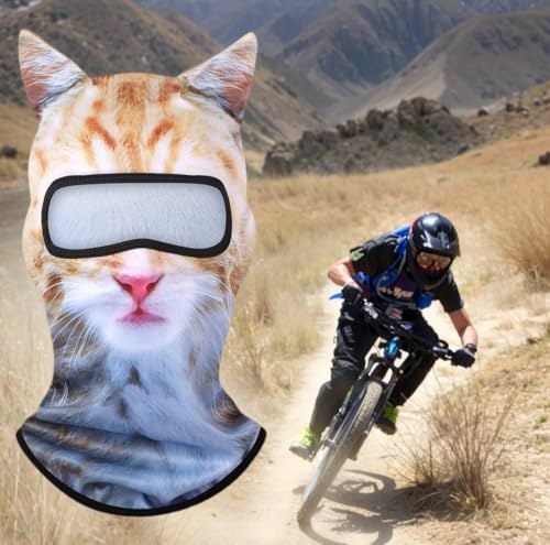 Cat Face Balaclava Mask with Ears - 3D Orange Cat Design