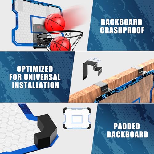 Antaha Indoor Basketball Hoop with Electronic Scoreboard – Over-the-Door Mini Set (4 Modes, 3 Balls, Pump)