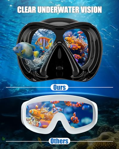 Aegend Swim Goggles with Nose Cover for Adults, Tempered Glass Mask
