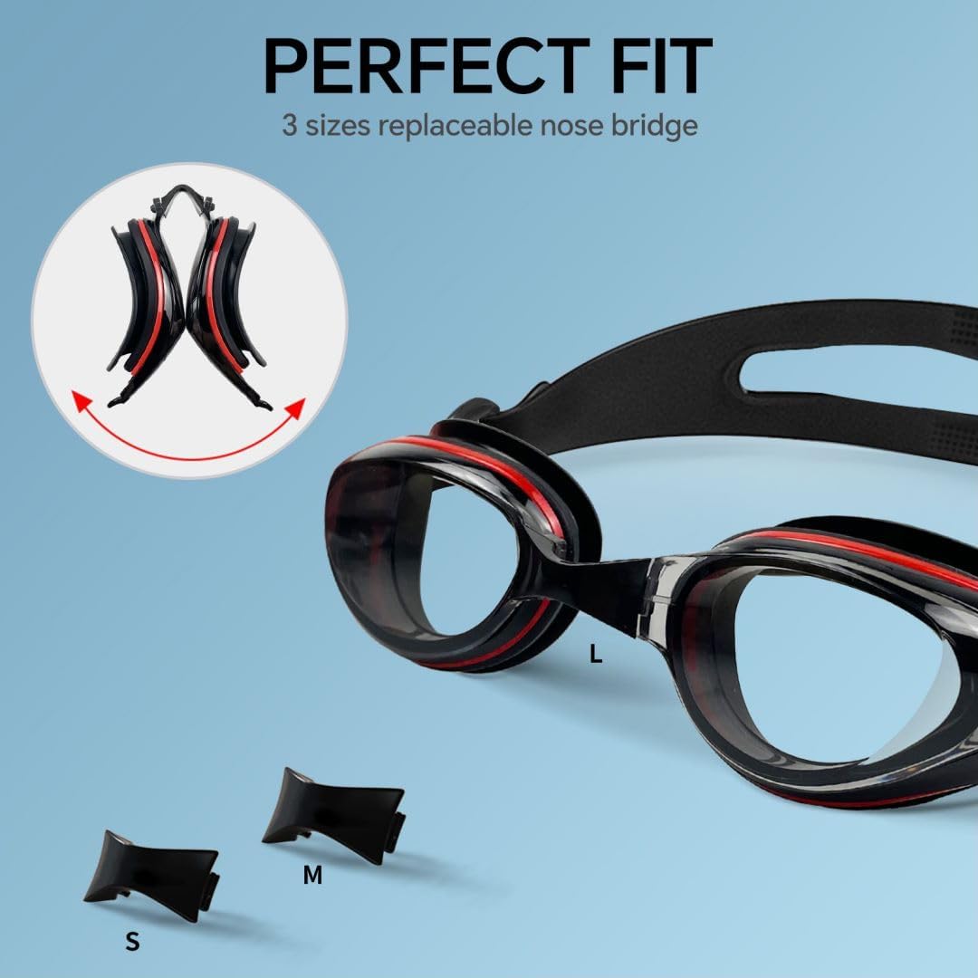 Skiennix Nearsighted Swim Goggles - Comfortable Fit for Shortsighted Swimmers | Anti-Fog Design
