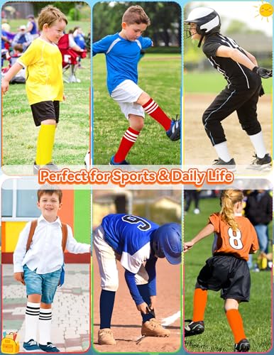 Kids Soccer Socks - Toddler Baseball Socks for Ages 3-6 Years - Pure Yellow