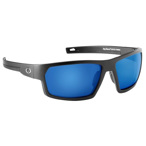 Flying Fisherman Groves Polarized Sunglasses for Men, Women, Fishing, Outdoor Sports, UV Protection | Matte Black Frame/Blue Mirror Lens (PN: 7869BSB)
