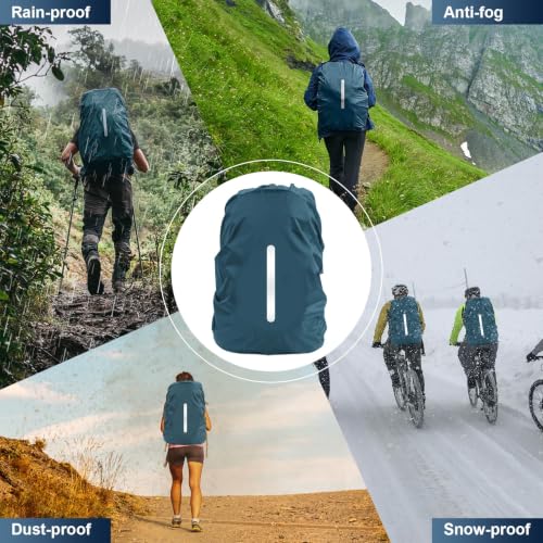 Waterproof Backpack Rain Cover - Reflective Rucksack Cover, L Size (45L-55L) - Sea Blue