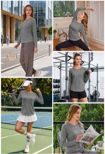 Women's Long Sleeve Workout Top - Medium / Grey