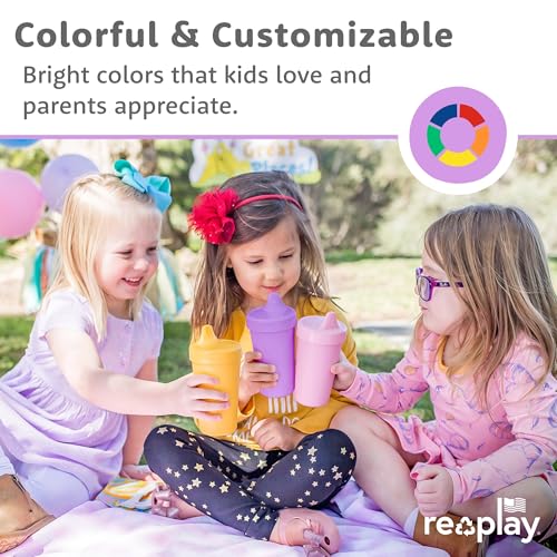 Re-Play Desert Roses Spill-Proof Sippy Cups for Toddlers 10 Oz Set of 4, Reusable & Safe in USA