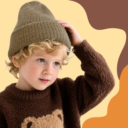 Baby Beanie 3-Pack Winter Hats for Toddler 6-24 Months - Black/Beige/Deep Camel