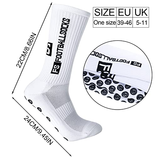 Men Women Soccer Grip Socks - Non-Slip Athletic Performance 6 Pairs
