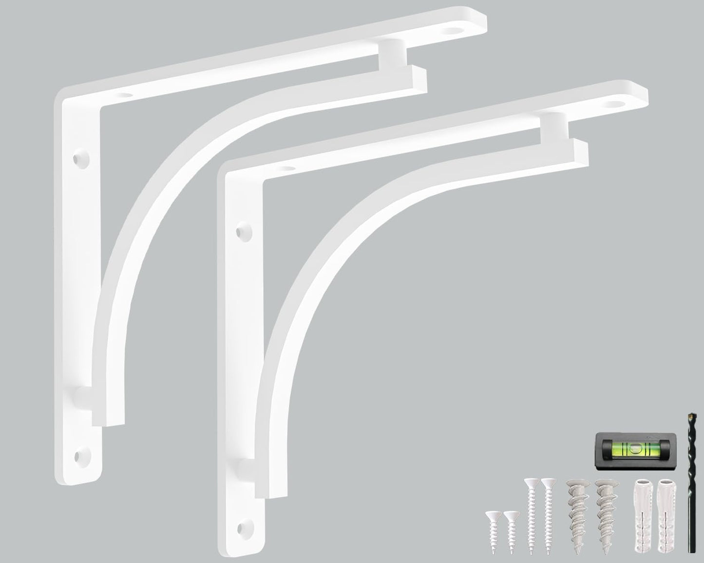 Heavy Duty 8-Inch Black Shelf Brackets - Wall Mounted L Bracket Set of 4 with Hardware