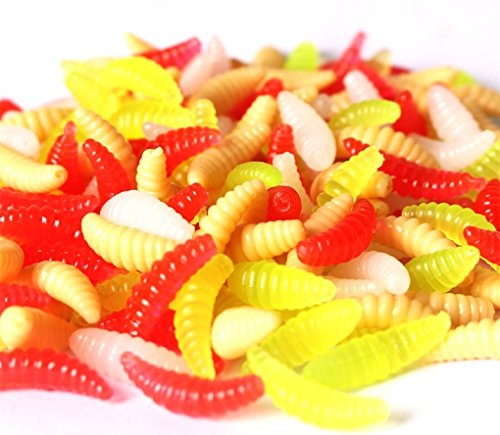 Artificial Fishing Waxworm Lure Baits - Cream, 100pcs