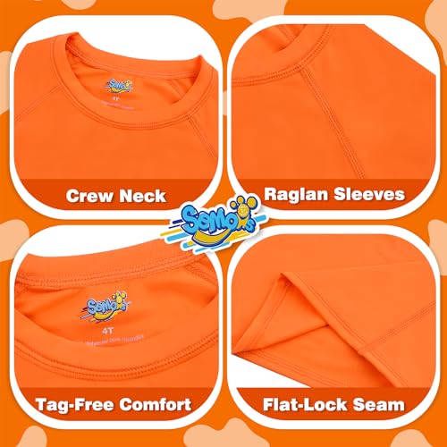 Boys' Long Sleeve Rash Guard UPF 50 Sun Shirt - Orange, 9-10 Years