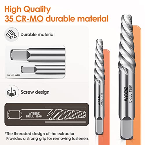 5Pcs Screw Extractor Set Spiral Flute Bolt Extractor Set Cr-MO Easy Out Bolt Extractor Set for Removing Stripped Screws and Broken Bolts