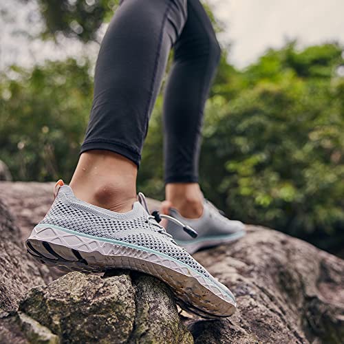 KOLILI Women's Water Shoes - Aqua Gray, Arch Support, Ideal for Water Sports & Travel