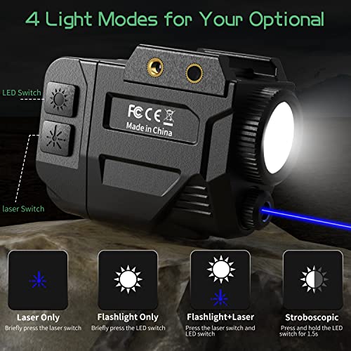 500 Lumen Pistol Light Laser Combo Rechargeable Blue Laser Beam