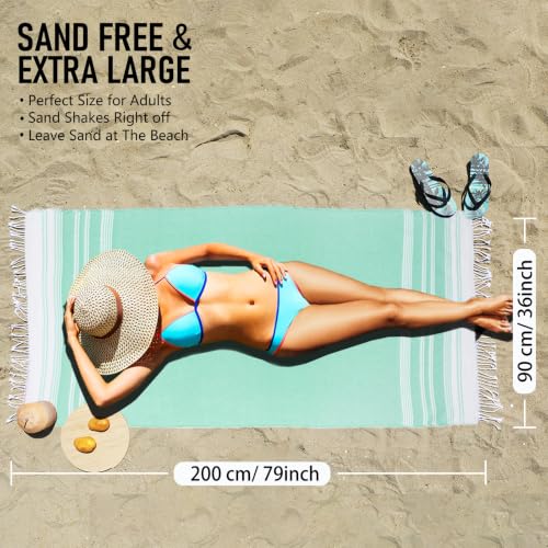 Oversized Turkish Beach Towels - 4 Pack Lightweight & Quick Dry