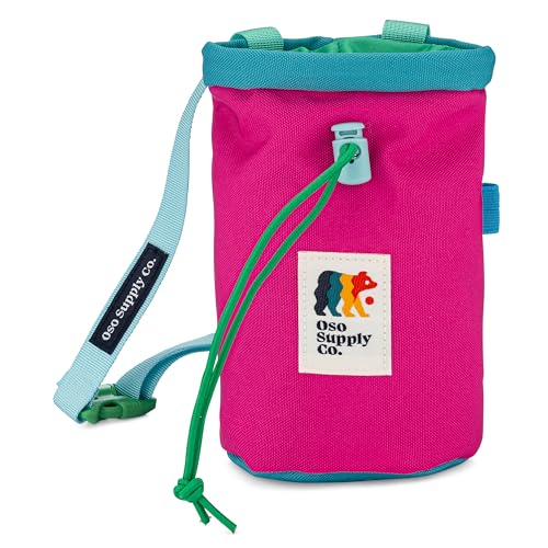 Oso Supply Co Classic Climbing Chalk Bag with Pockets - Magenta & Teal