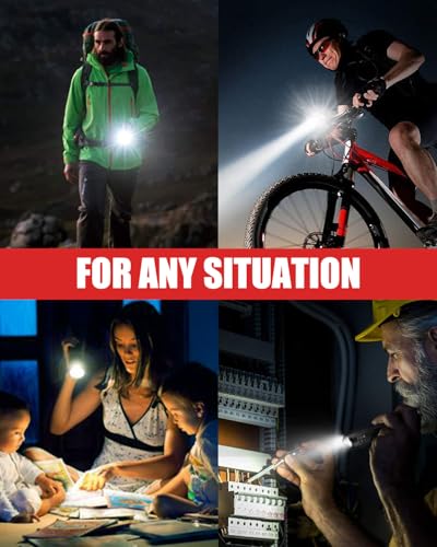 High Lumens LED Flashlight 2 Pack - Waterproof & Zoomable - Black