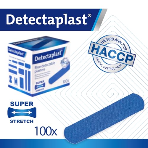 Detectaplast Blue Metal Detectable Flexible Bandaids - 50 pcs, First Aid for Food Handling