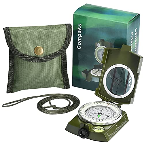 Military Lensatic Compass with Carrying Bag - Waterproof & Shakeproof