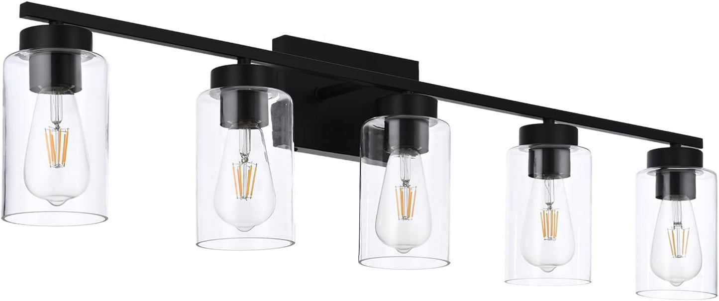 Modern 3-Light Bathroom Vanity Light in Brushed Gold with Clear Glass Shades