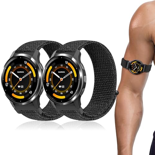 22mm Sport Ankle/Arm Band - Quick Release Nylon Strap - Black - 8.3-14.2 inches