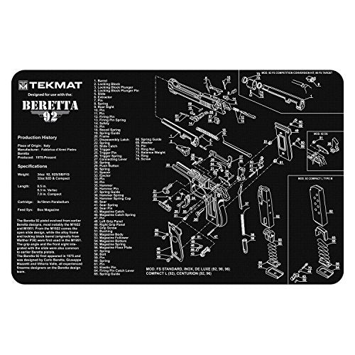 TekMat Gun Cleaning Mat Beretta 92-M9 17x11in Black - Waterproof & Scratch-Resistant