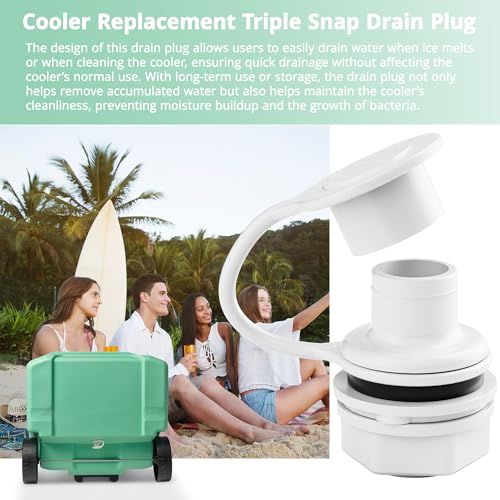 Triple-Snap Drain Plug for Coolers - Replacement Kit for Igloo 25-70 Qt