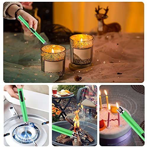 Glow-in-the-Dark USB Lighter - Rechargeable Windproof for BBQ & Candle - Green