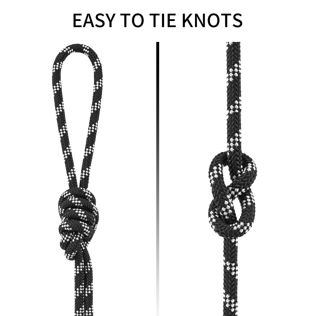 NewDoar Static Climbing Rope - 8mm (5/16c) / 10mm (3/8”) Double Braid Accessory Cord for Rock,Hauling, Prusik, Survival - Pre-Cut 20FT, 50FT, 100FT, 165FT Lengths - Outdoor, Fire Rescue Equipment