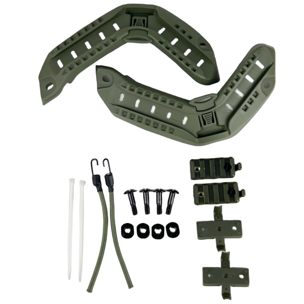 ATAIRSOFT Rail Mount Helmet Adapter Maritime Helmet Side Rail with Lanyard Mounting Screws Tactical Hunting Helmet Accessories OD