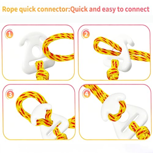 DockMoor Towable Tube Rope Connector 1in Hole, 6000lb, Yellow & Red 2-Pack