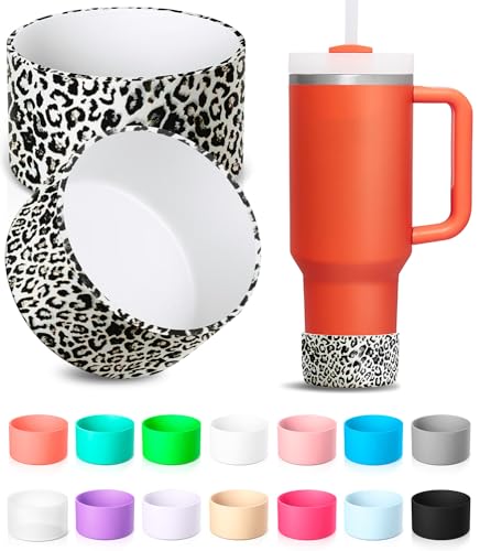 2-Pack Silicone Protective Boot for Tumblers & Bottles - Leopard Print